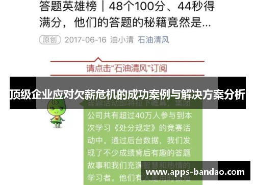 顶级企业应对欠薪危机的成功案例与解决方案分析 顶级企业应对欠薪危机的成功案例与解决方案分析